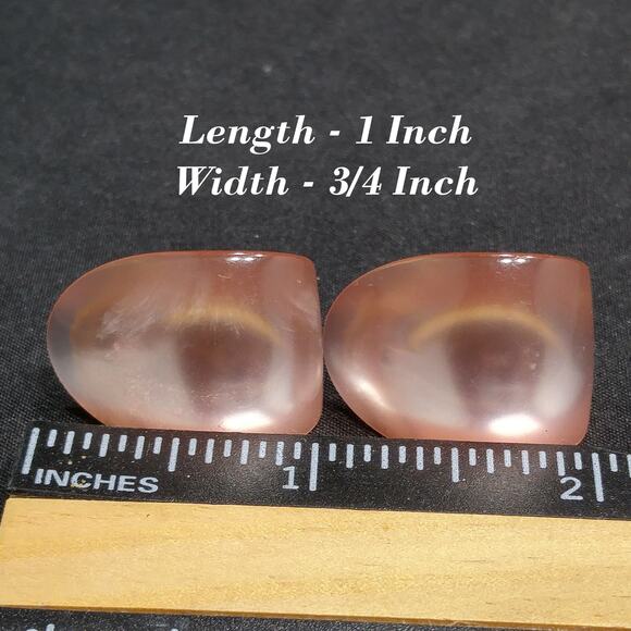 Vintage Pink Moonglow Earrings, Sterling Screw Backs, 1950s, 1 Inch - Picture 6 of 10